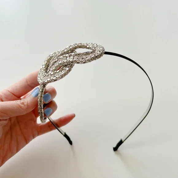 Mesh Metal and Rhinestone Twist Headband - Picture 2 of 7